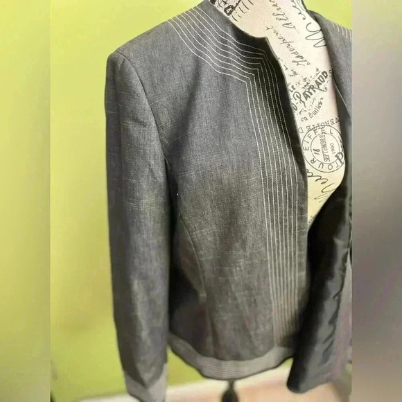 Kasper Jacket Heather Gray With Beige Stitching-Size 14 - Picture 4 of 9